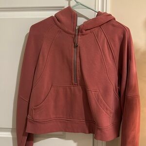 lululemon scuba oversized half zip hoodie color salmon